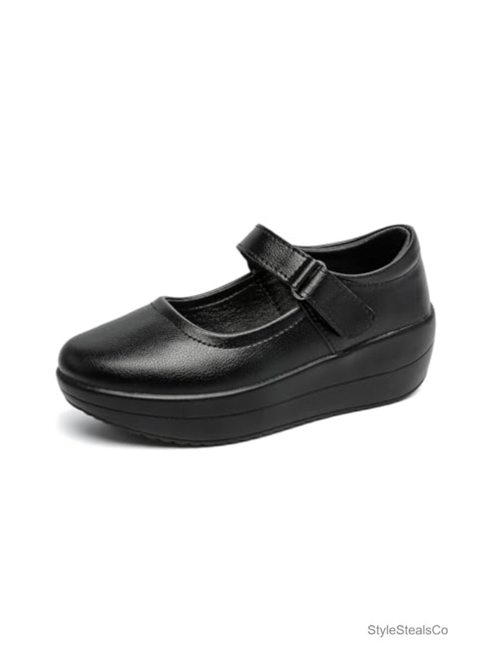 Women's Platform Mary Jane Shoes Wide Round Toe Ankle Strap Comfortable Work